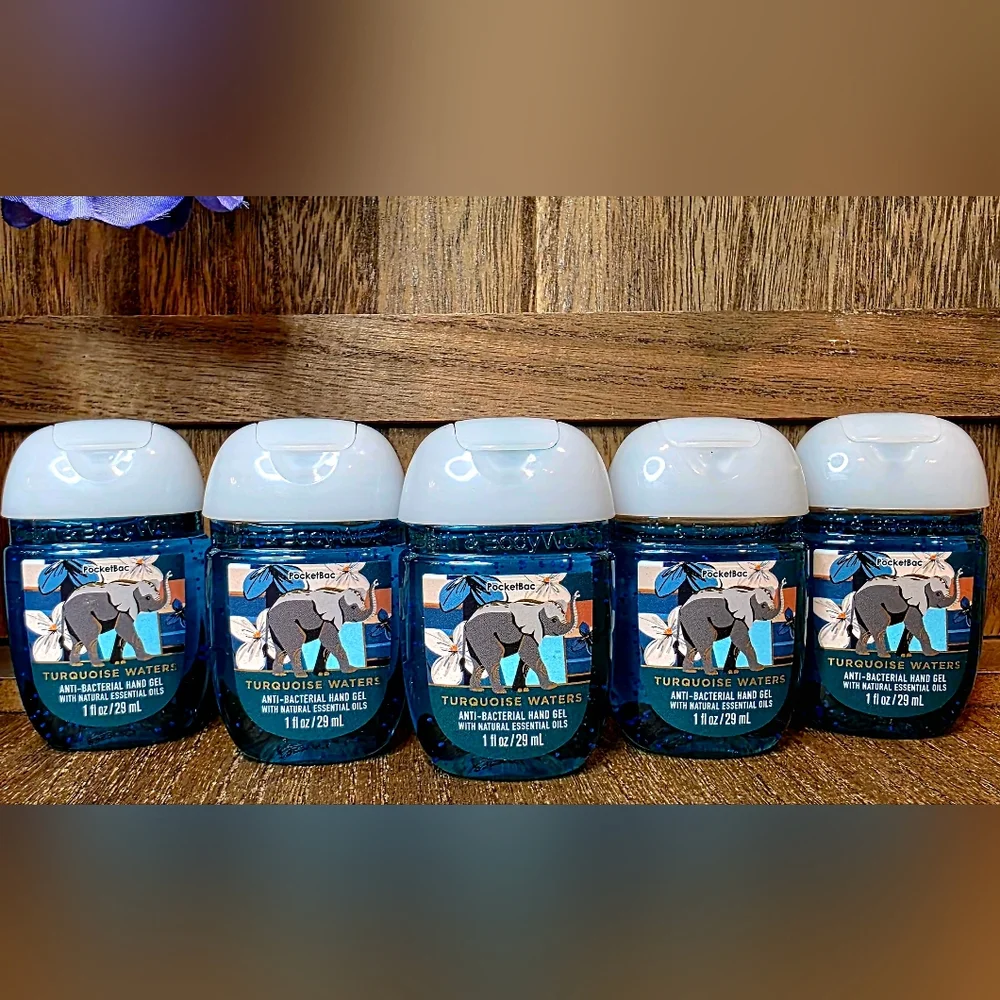 (5) Bath & Body Works Turquoise Waters Elephant Pocketbac Hand Sanitizers - Picture 1 of 2